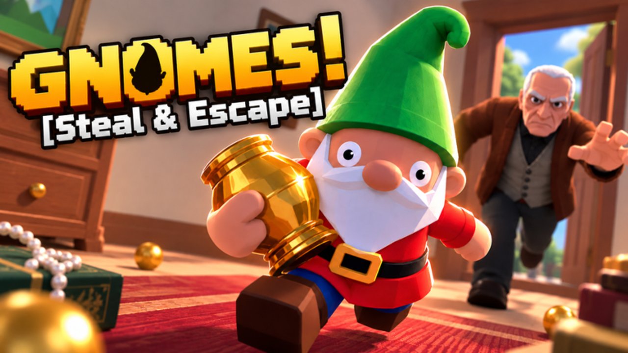 Gnomes! Steal and Escape Roblox heist screenshot showing the gnome thief adventure